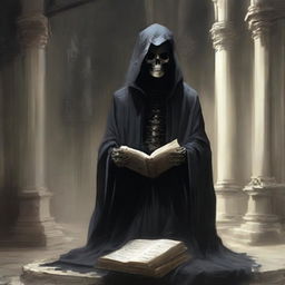 When encountered as a crypt thing, Damien resembled a shriveled skeletal figure, dressed in his void-black Robe of Eyes