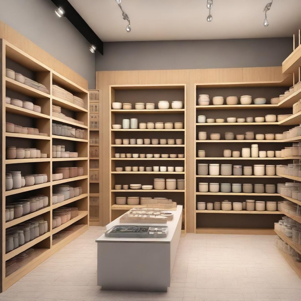 A detailed design for a ceramics and paints store