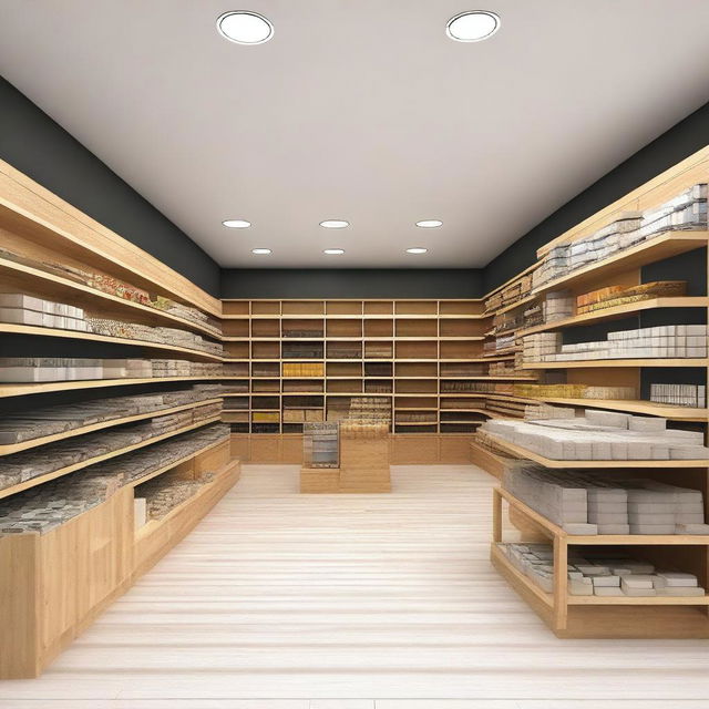 A detailed design for a store that sells construction finishes and paint