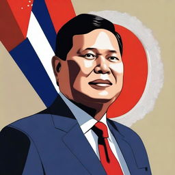 Create an image featuring Prabowo Subianto, an Indonesian politician, in a formal setting