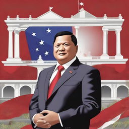 Create an image featuring Prabowo Subianto, an Indonesian politician, in a formal setting