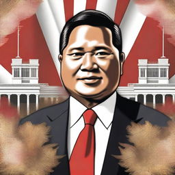 Create an image featuring Prabowo Subianto, an Indonesian politician, in a formal setting