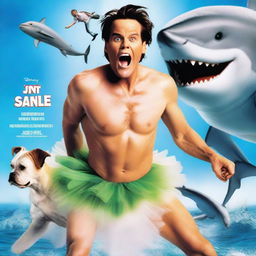 A live action movie poster featuring Jim Carrey wearing a tutu