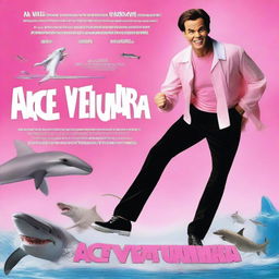 A live action movie poster featuring Jim Carrey wearing a pink tutu at a mental hospital