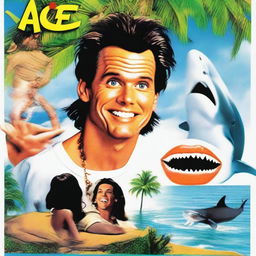 A movie poster for 'Ace Ventura: Pet Detective' featuring Jim Carrey