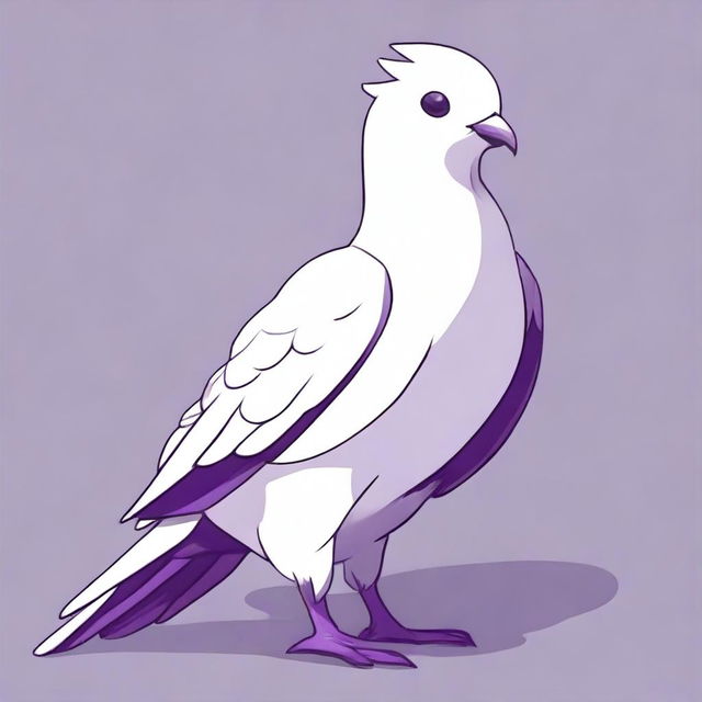 A male white pigeon fursona with purple accents