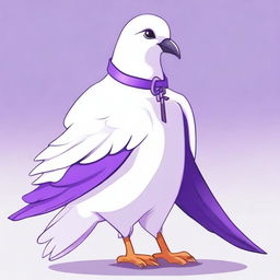 A male white pigeon fursona with purple accents