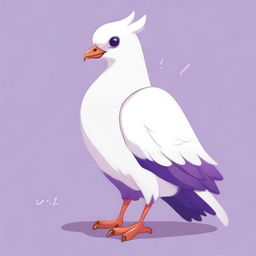 A male white pigeon fursona with purple accents