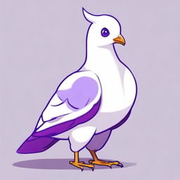 A male white pigeon fursona with purple accents