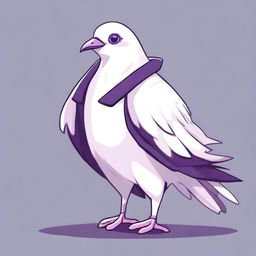 A male white pigeon fursona with purple accents that looks diseased