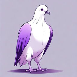 A male white pigeon fursona with purple accents that looks diseased