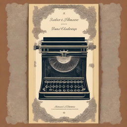 A book cover with vintage and Victorian-era details, featuring elements of a poet and a typewriter