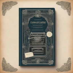 A book cover with vintage and Victorian-era details, featuring elements of a poet and a typewriter