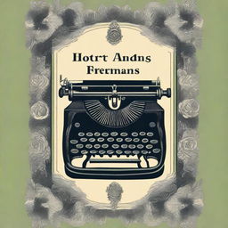 A book cover with vintage and Victorian-era details, featuring elements of a poet and a typewriter