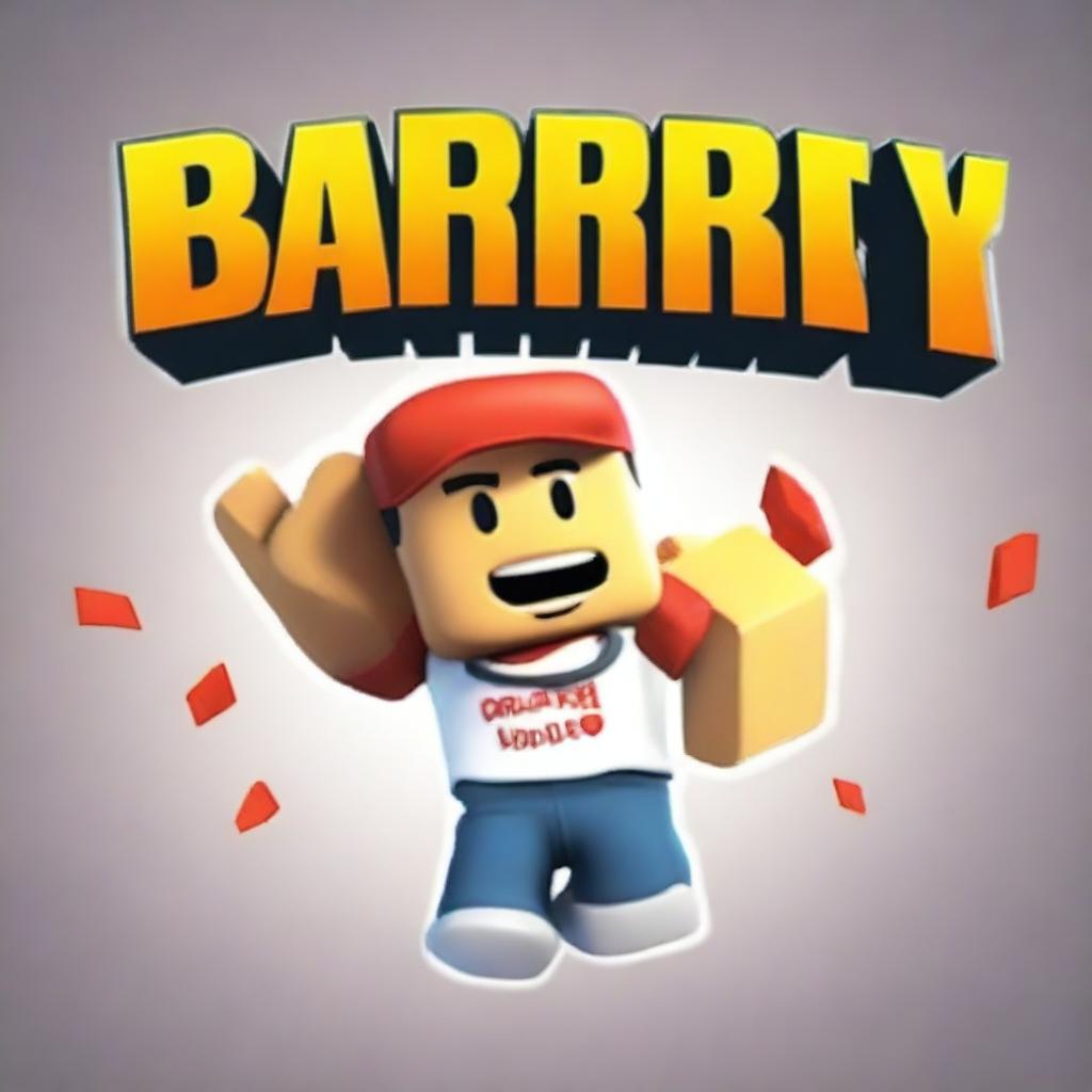 Create a vibrant and eye-catching YouTube thumbnail featuring the game Barry from Roblox