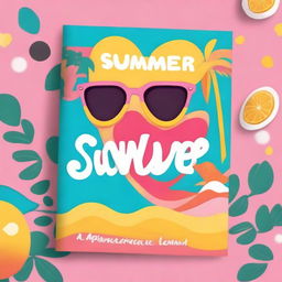 Create a vibrant and funky cover titled 'Summer Love' with a mix of warm colors like yellow, orange, and pink