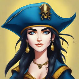 A pirate elf with blue skin and black hair