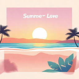 An album cover titled 'Summer Love' featuring a beautiful sunrise over a serene beach