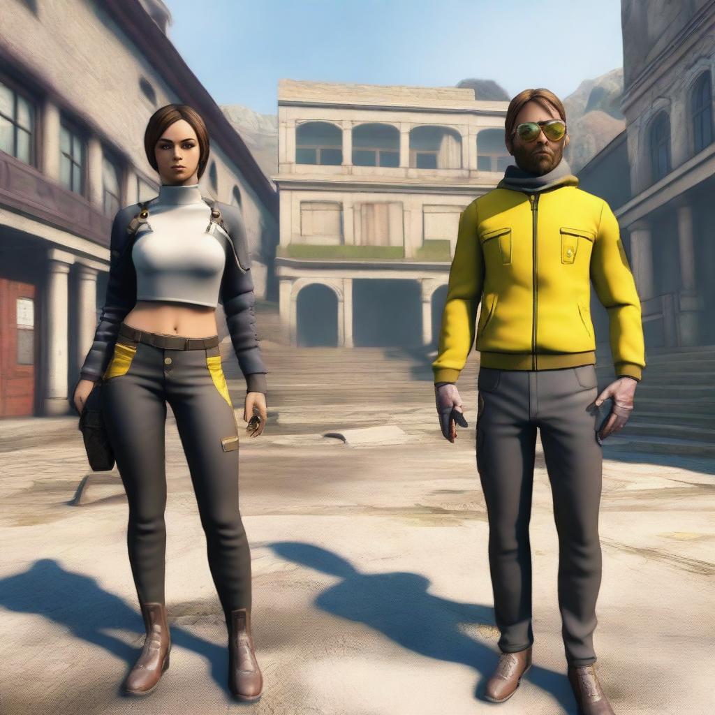 Crea una imagen comparativa de Free Fire en PC versus en móvil