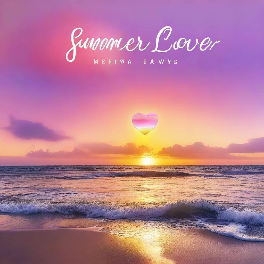 An album cover titled 'Summer Love' featuring a beautiful sunrise over a serene beach