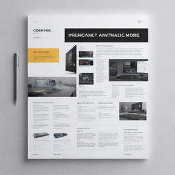 A sleek, modern front page for a computer project featuring cutting-edge technology related graphics, an eye-catching headline, and space for brief project information.