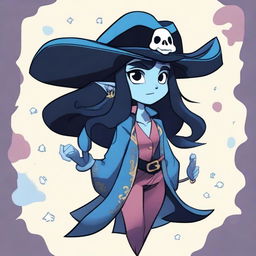 A pirate elf with blue skin and black hair, illustrated in the style of Steven Universe