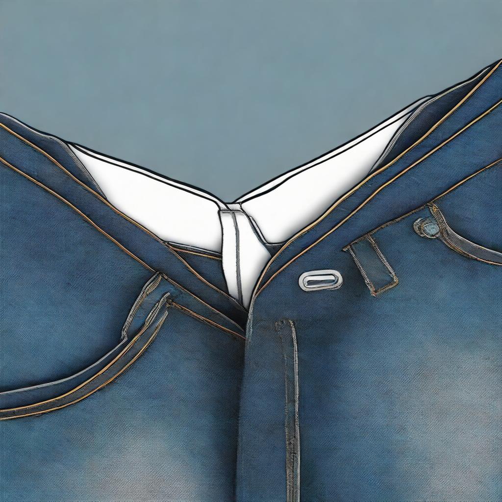 A stylish and tasteful illustration of a thong whaletail visible above the waistband of jeans