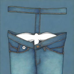 A stylish and tasteful illustration of a thong whaletail visible above the waistband of jeans