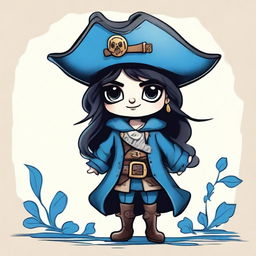 A pirate elf with blue skin and black hair, illustrated in the style of The Owl House