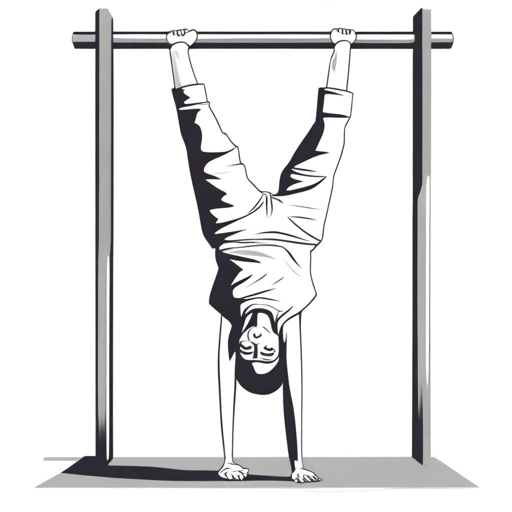 An illustration of a girl doing a handstand with her shirt accidentally lifting to reveal her chest