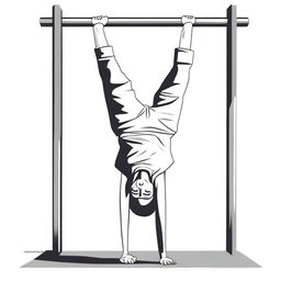 An illustration of a girl doing a handstand with her shirt accidentally lifting to reveal her chest