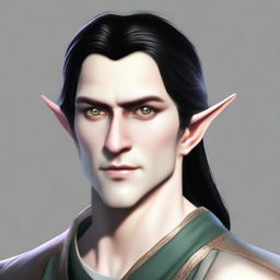 A 25-year-old young male elf with a lean yet strong build