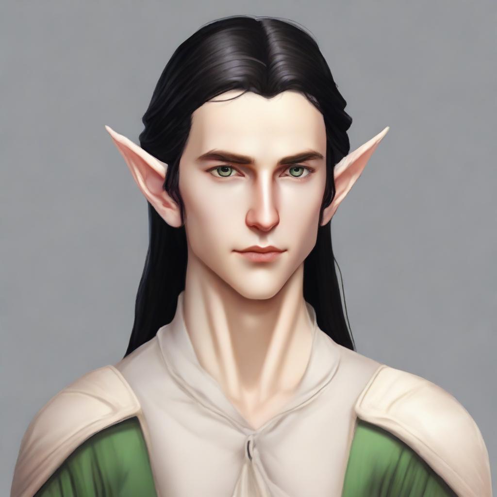 A 25-year-old young male elf with a slender but strong build