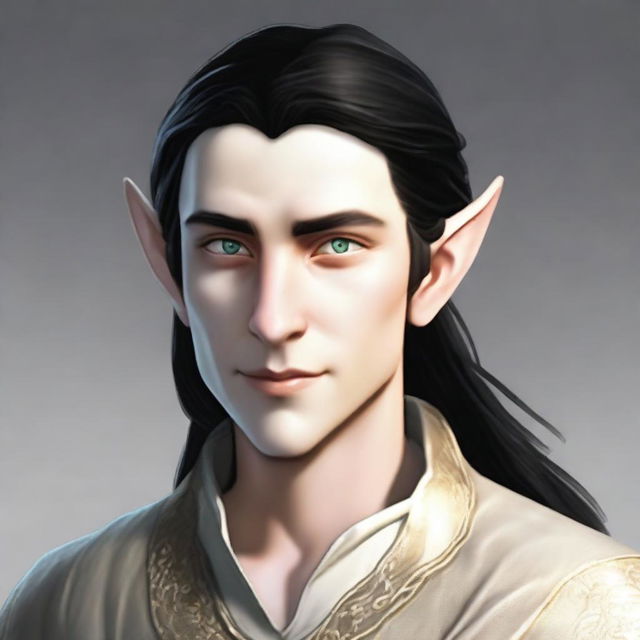 A 25-year-old young male elf with a slender but strong build