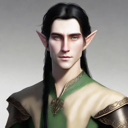 A 25-year-old young male elf with a slender but strong build