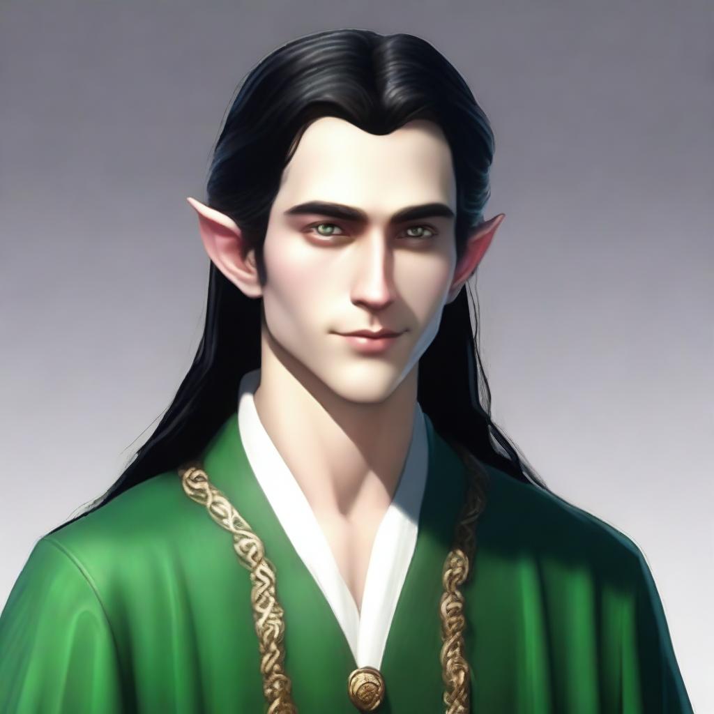 A 25-year-old young male elf with a slender but strong build