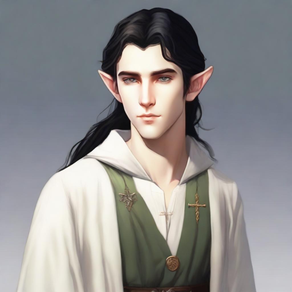 A 25-year-old young male elf with a slender but strong build