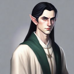 A 25-year-old young male elf with a slender but strong build