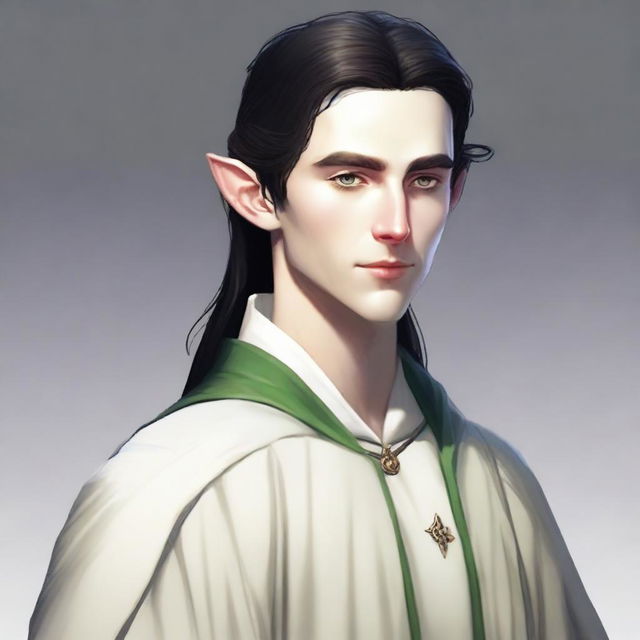 A 25-year-old young male elf with a slender but strong build