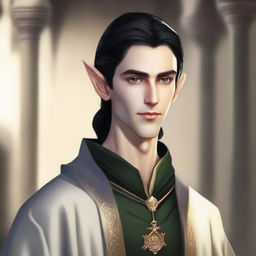 A 25-year-old young male elf with a slender but strong build