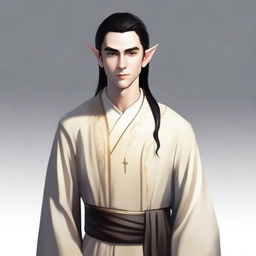 A 25-year-old young male elf with a slender but strong build