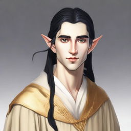 A 25-year-old young male elf with a slender but strong build