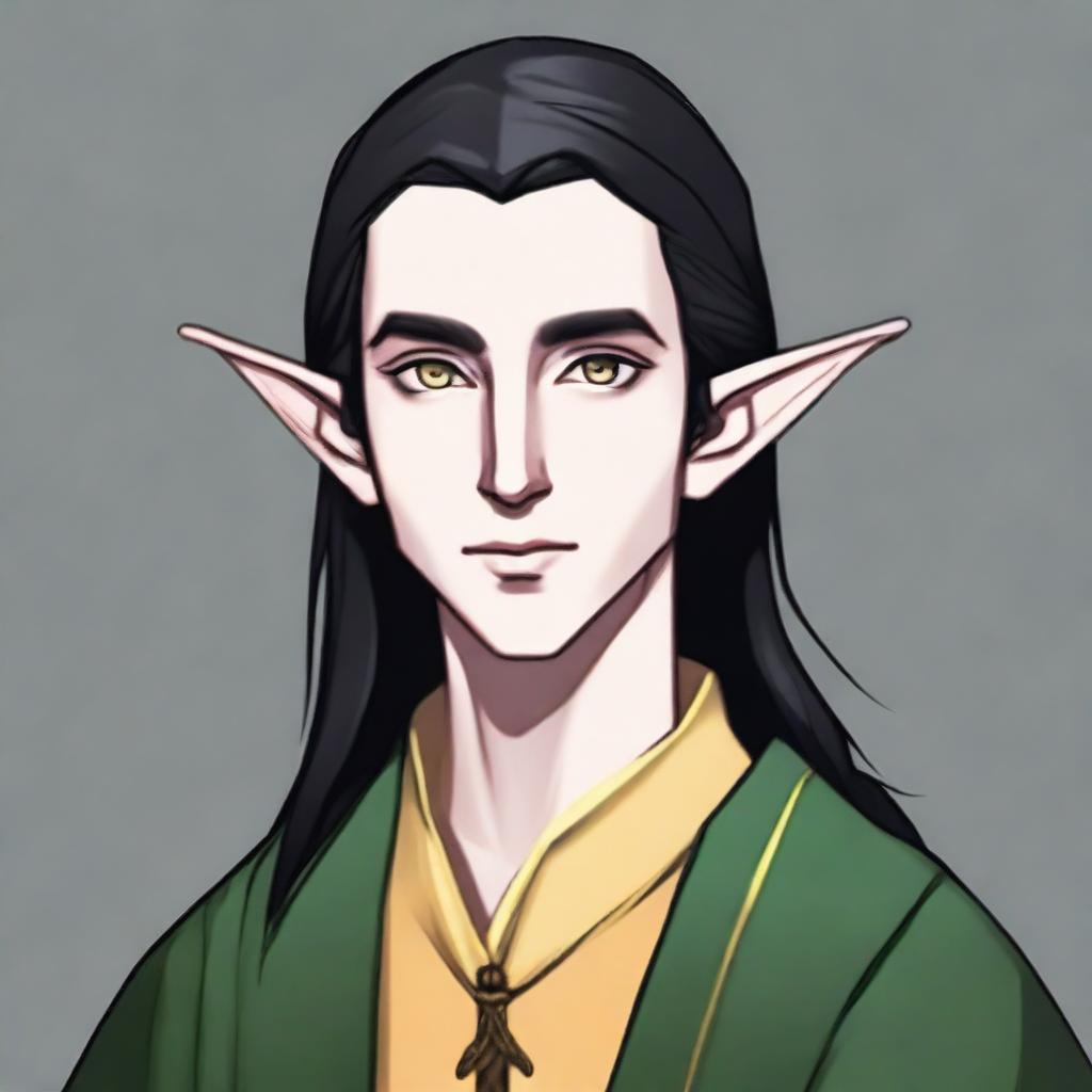 A 25-year-old young male elf with a slender but strong build