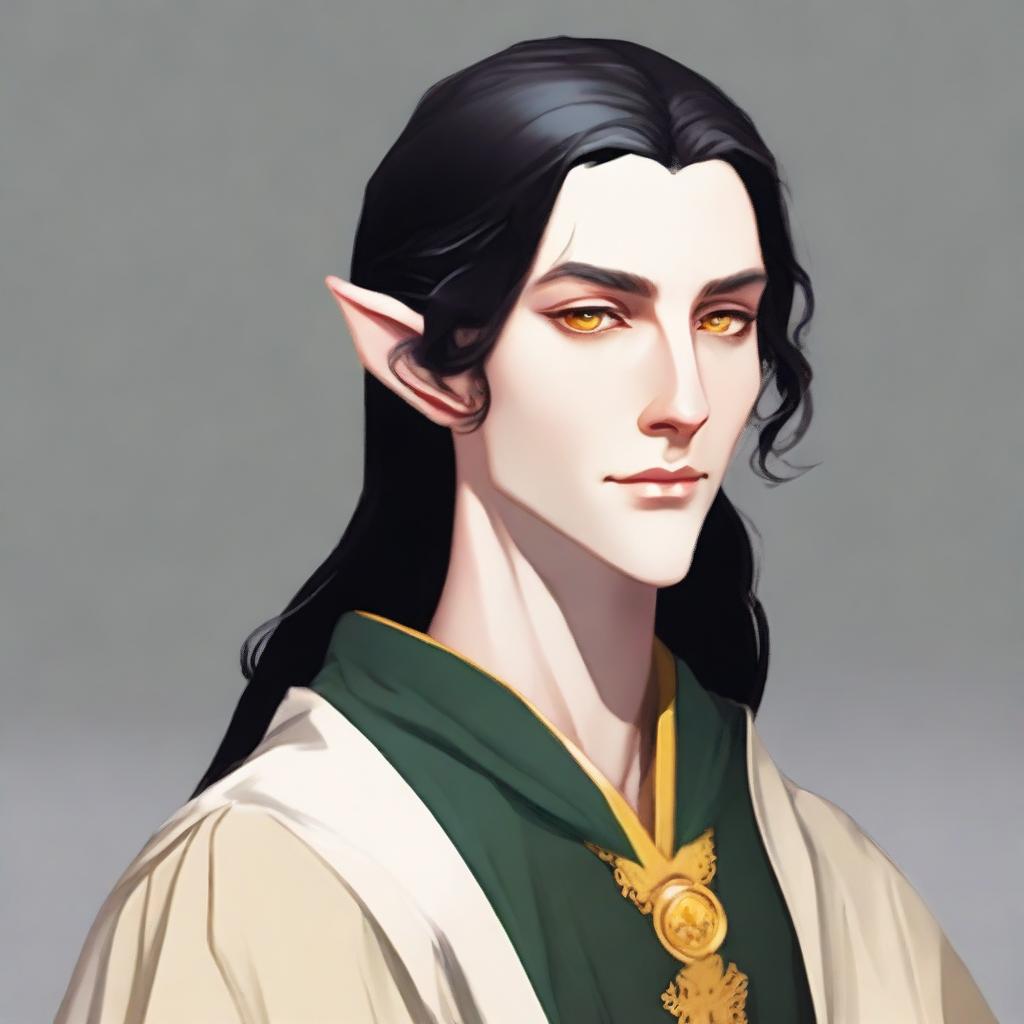 A 25-year-old young male elf with a slender but strong build