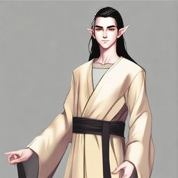 A 25-year-old young male elf with a slender but strong build