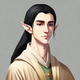 A 25-year-old young male elf with a slender but strong build