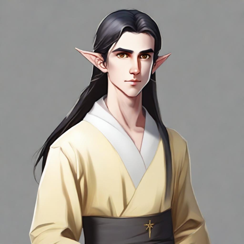 A 25-year-old young male elf with a slender but strong build