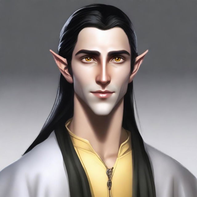 A 25-year-old young male elf with a slender but strong build