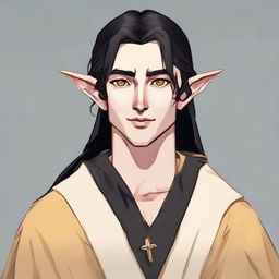 A 25-year-old young male elf with a slender but strong build