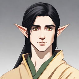 A 25-year-old young male elf with a slender but strong build